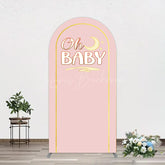 Lofaris Pink Gold Glitter Moon Baby Shower Arch Backdrop